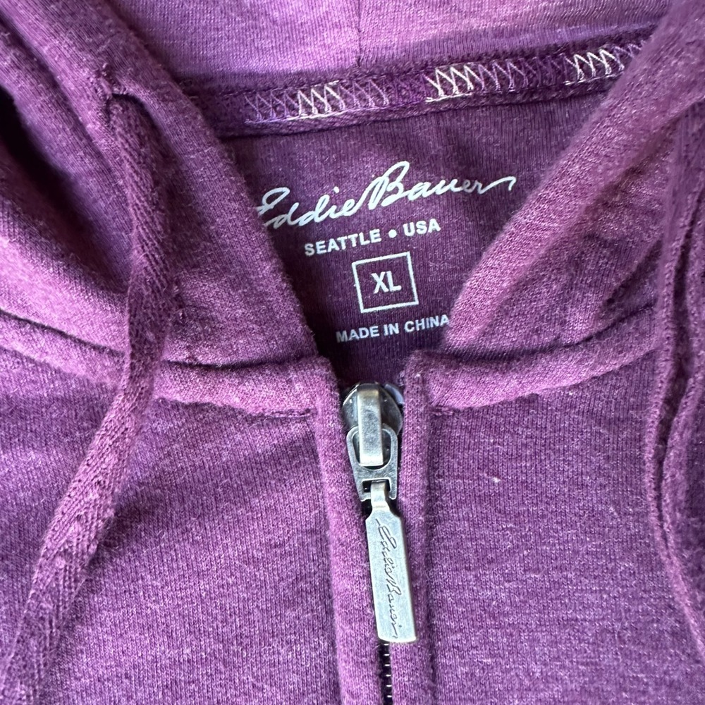 Eddie Bauer Full Zip Hoodie Women XL Purple Good Casual Long Sleeve Sweatshirt - Picture 3 of 5